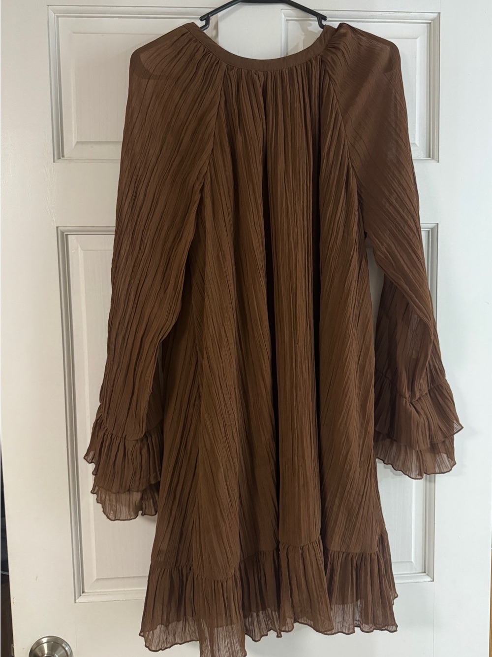 Time and Tru Crinkle Mini dress size large brown